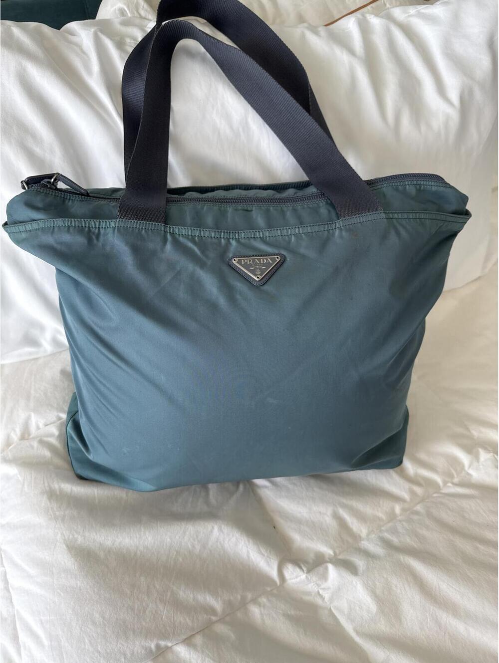 Prada Nylon Tote Bag with Black Handles